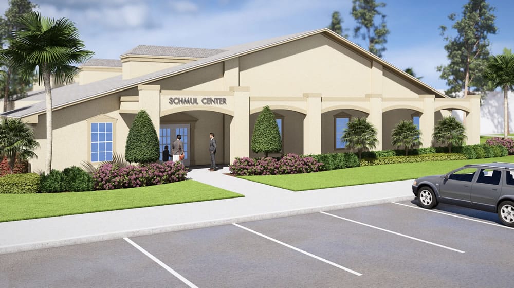 Covered entrance to Schmul Center Covered entrance to Schmul Center